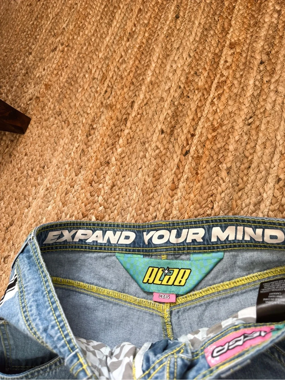 aLab Mega Wide Leg Denim Jorts | Y2K Skater Rave Stripe Shorts